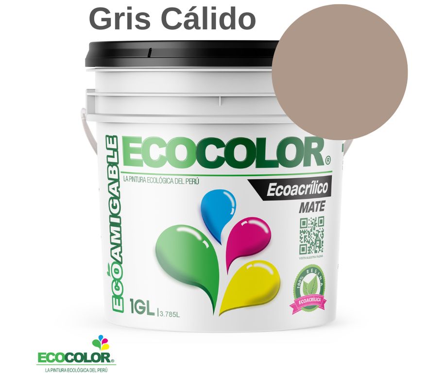 PINTURA ECOACRILICO MATE GRIS CÁLIDO 1GL