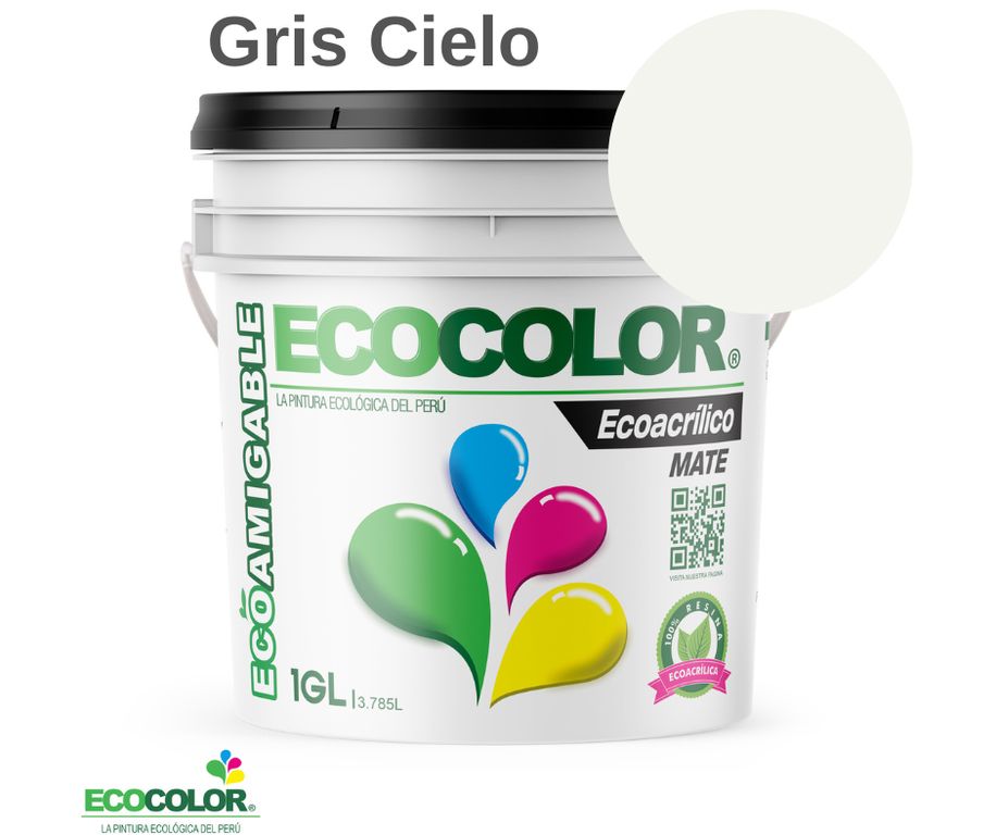 PINTURA ECOACRILICO MATE GRIS CIELO 1GL