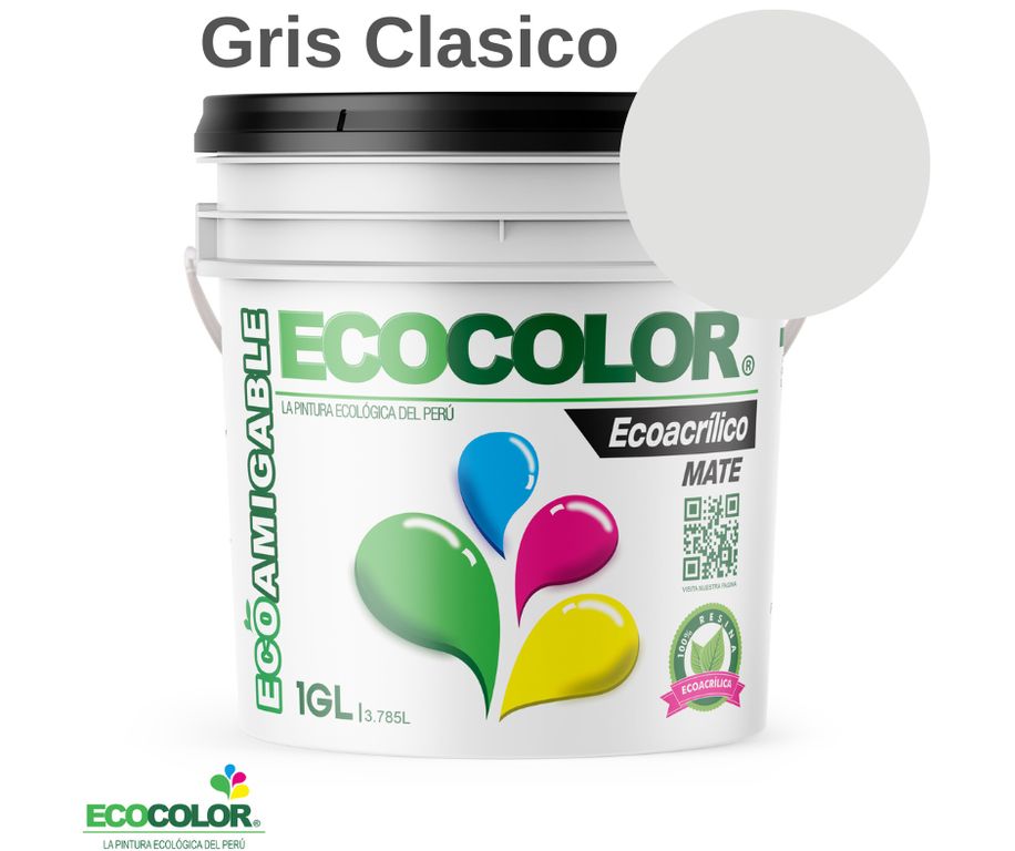 PINTURA ECOLOGICA ECOACRILICO MATE GRIS CLASICO 1GL