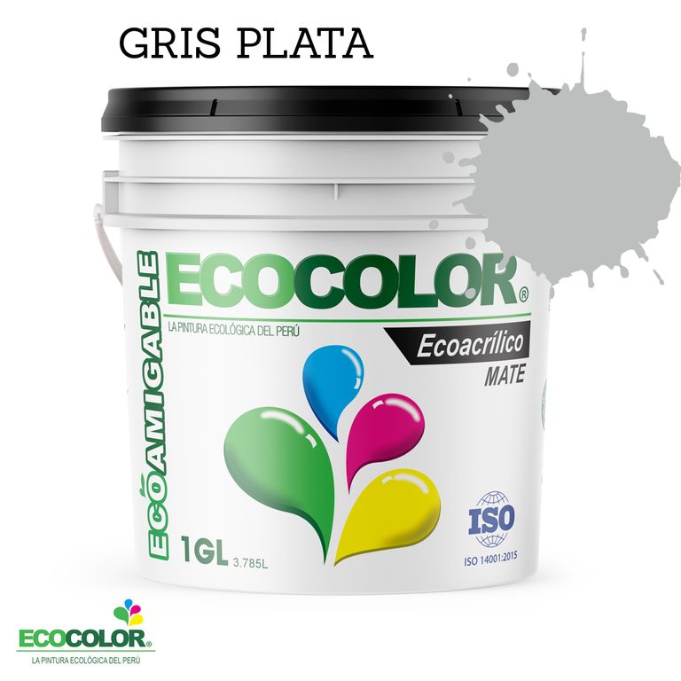 PINTURA ECOLÓGICA ECOACRILICO MATE GRIS PLATA 1GL