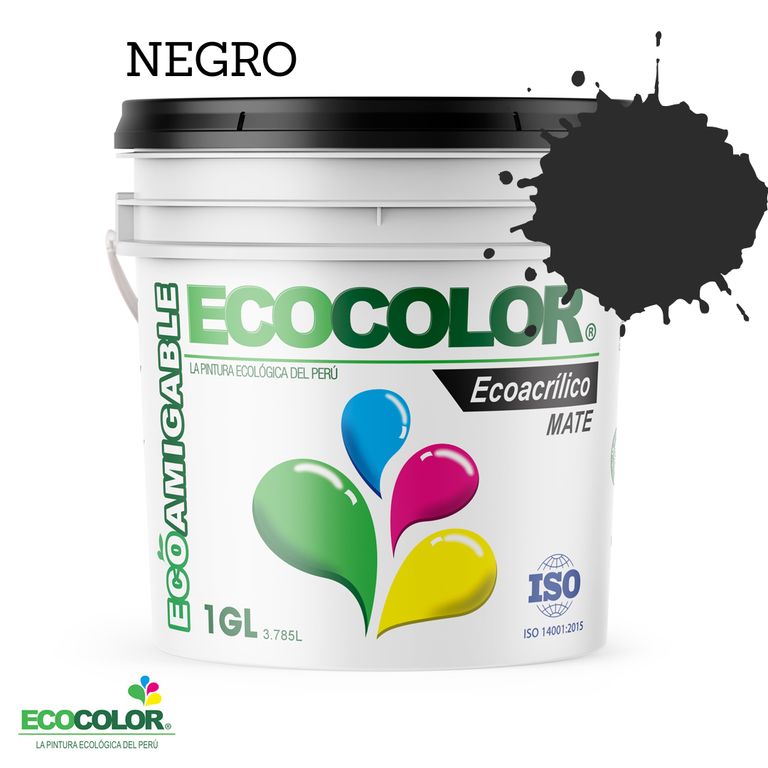 PINTURA ECOLÓGICA ECOACRILICO MATE NEGRO 1GL