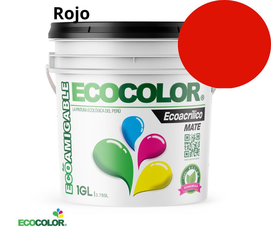 PINTURA ECOACRILICO MATE ROJO 1GL