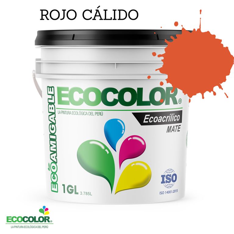 PINTURA ECOACRILICO MATE ROJO CÁLIDO 1GL