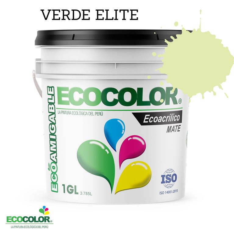 PINTURA ECOLÓGICA ECOACRILICO MATE VERDE ELITE 1GL