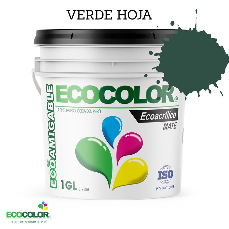 PINTURA ECOLOGICA ECOACRILICO MATE VERDE HOJA 1GL