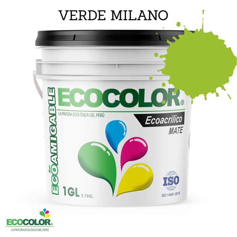 PINTURA ECOLOGICA ECOACRILICO MATE VERDE MILANO 1GL