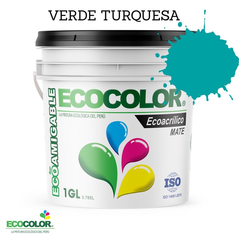 PINTURA ECOLOGICA ECOACRILICO MATE VERDE TURQUESA 1GL