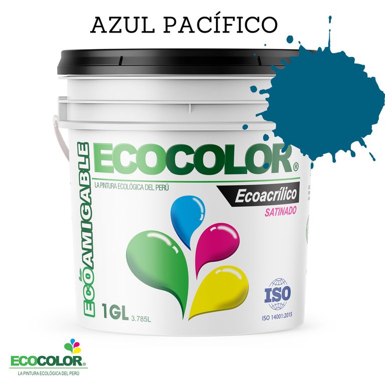 PINTURA ECOLOGICA ECOACRILICO SATINADO AZUL PACÍFICO 1GL