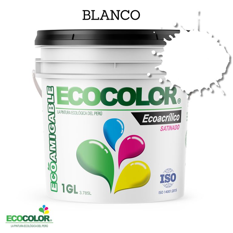 PINTURA ECOLOGICA ECOACRILICO SATINADO BLANCO 1GL