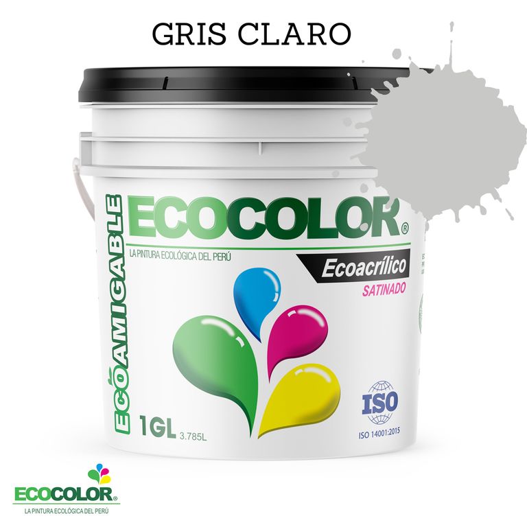 PINTURA ECOLOGICA ECOACRILICO SATINADO GRIS CLARO 1GL
