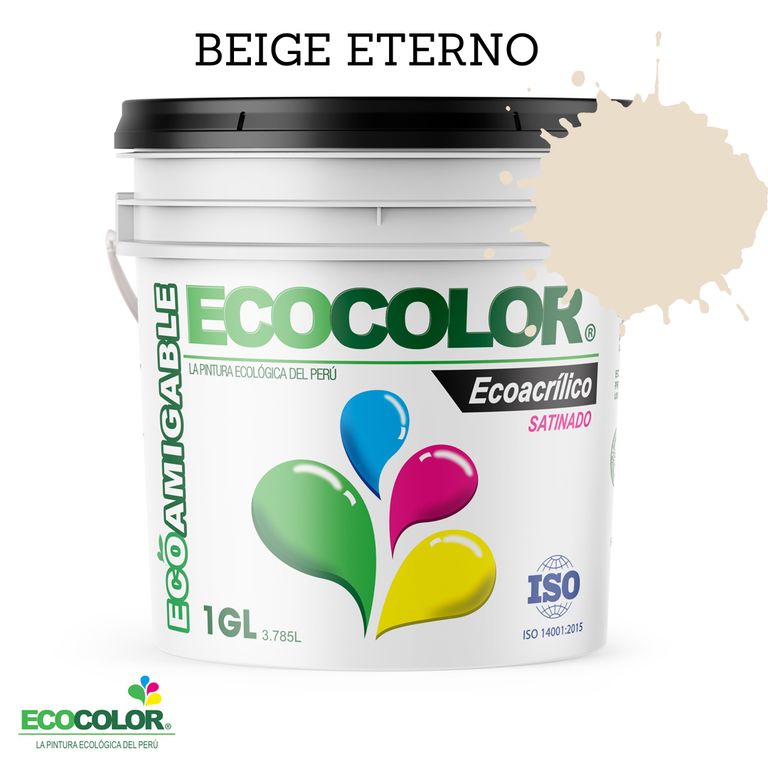 PINTURA ECOLOGICA ECOACRILICO SATINADO BEIGE ETERNO 1GL