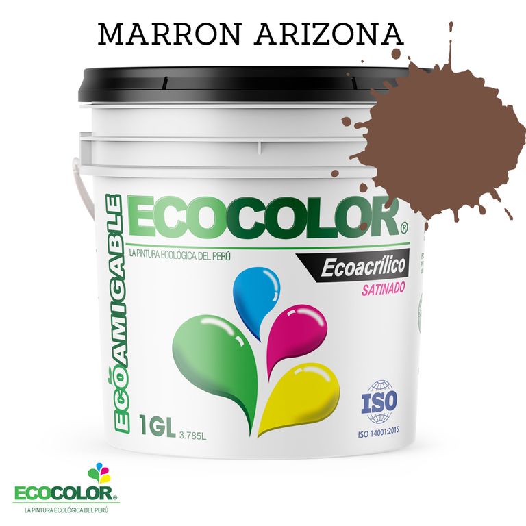 PINTURA ECOLOGICA ECOACRILICO SATINADO MARRON ARIZONA 1GL