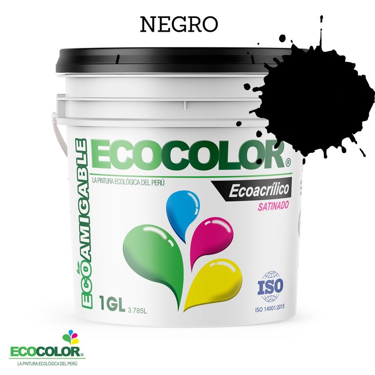 PINTURA ECOLOGICA ECOACRILICO SATINADO NEGRO 1GL