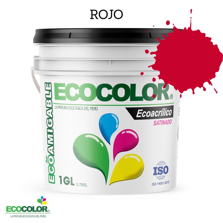 PINTURA ECOLOGICA ECOACRILICO SATINADO ROJO 1GL