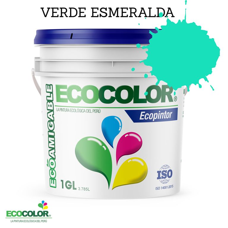 PINTURA ECOLOGICA ECOPINTOR VERDE ESMERALDA 1GL
