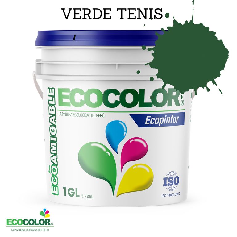 PINTURA ECOLOGICA ECOPINTOR VERDE TENIS 1GL