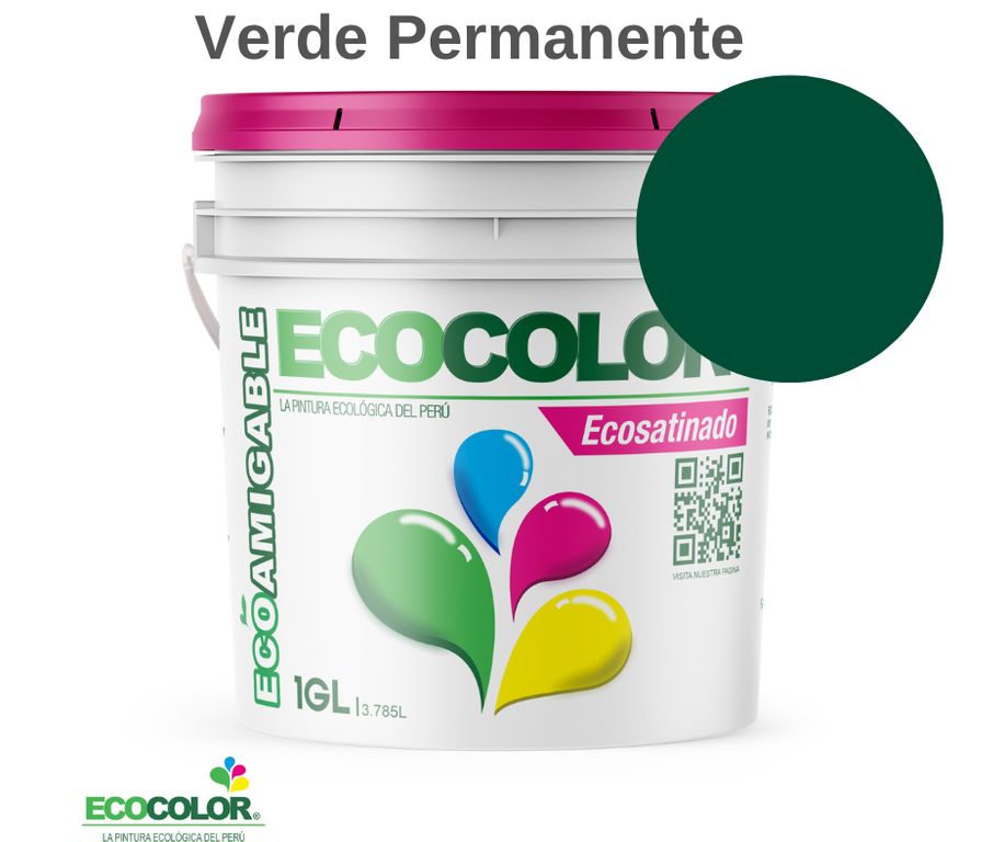 PINTURA ECOLOGICA ECOSATINADO VERDE PERMANENTE 1GL