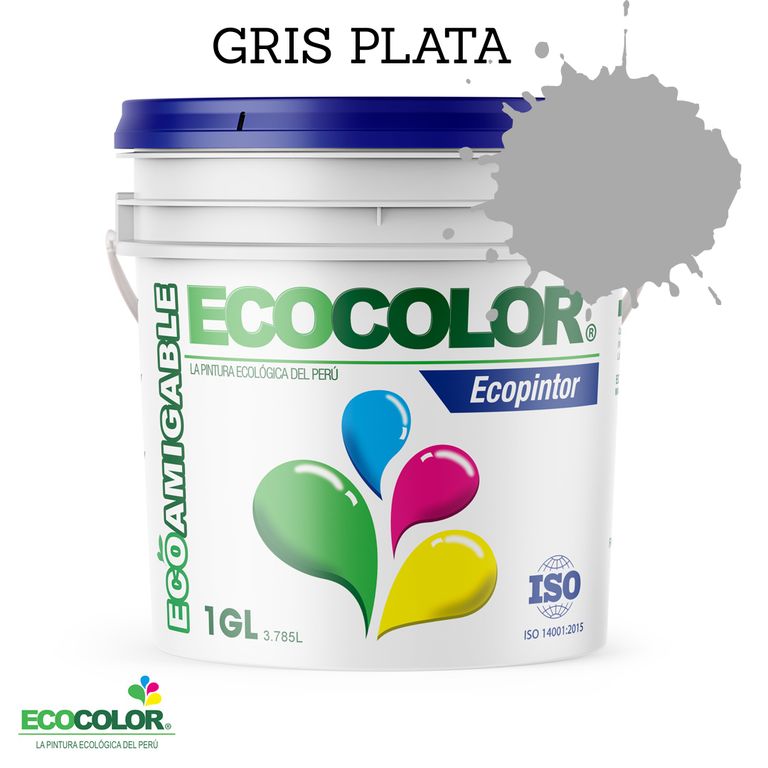 PINTURA ECOLOGICA ECOPINTOR GRIS PLATA 1GL