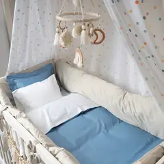 PLUMAS - Juego de Sabanas Light Blue 300 Hilos 100 % Algodón