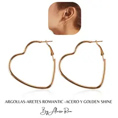 GENERICO - ARGOLLAS-ARETES ROMANTIC -ACERO Y GOLDEN SHINE