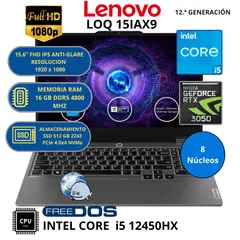 LENOVO - Laptop LOQ 15IAX9 INTEL CORE i5-RAM 16 GB SSD 512 GB NVIDIA GEFORCE RTX 3050 con 6GB GDDR6