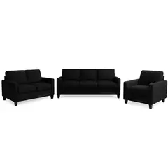 ALTO HOGAR - Juego de Sala 3 2 1 Emma Negro - Tapiz Antifluido