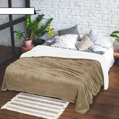 GENERICO - COLCHA DE PIEL DE ANGEL CON CARNERO INVIERNO CAMEL