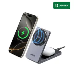 UGREEN - Cargador Inalámbrico 2en1 MagSafe Qi2 para iPhone 16 Airpods