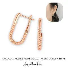 GENERICO - ARGOLLAS-ARETES HILOS DE LUZ - ACERO GOLDEN SHINE