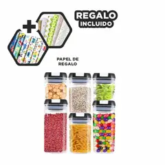 GENERICO - Recipientes Seguros para Fideos Set de 7 Y+Papel de Regalo