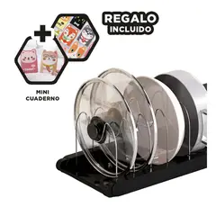 GENERICO - Soporte para Tapas Ovalada Negro Y+Regalo Agendita