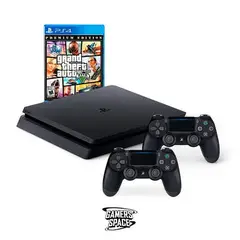 SONY - Consola Ps4 Slim 1TB Negro + 02 mandos Reacondicionados +GTA