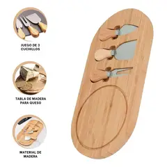 GENERICO - Pack2 Juego de Corte y Tabla de Mader Y+Banderitas Adhesivas