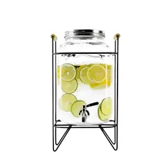 GENERICO - Pack2 Dispensador de Bebidas de Vidrio con Base Metalica 8L