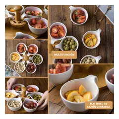 GENERICO - Pack4 Bandeja Rotativa en Blanco y Madera Y+Regalo Stickers