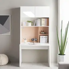 STARHOME - Escritorio con Biblioteca Velmora Blanco brillante