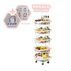 GENERICO - Verdulero Funcional de 5 Pisos Blanco Y+Regalo Stickers