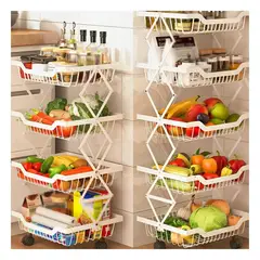 GENERICO - Pack2 Verdulero Funcional 5 Pisos Blanco Y+Regalo Stickers