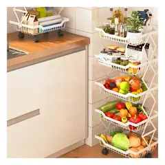 GENERICO - Pack2 Verdulero Duradero 5 Pisos Blan Y+Banderitas Adhesivas