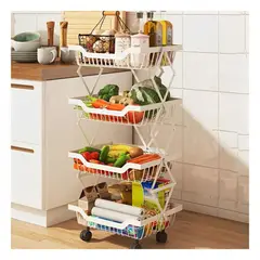 GENERICO - Pack2 Cesta Practico de 5 Pisos Blanco Y+Ligas de Regalo