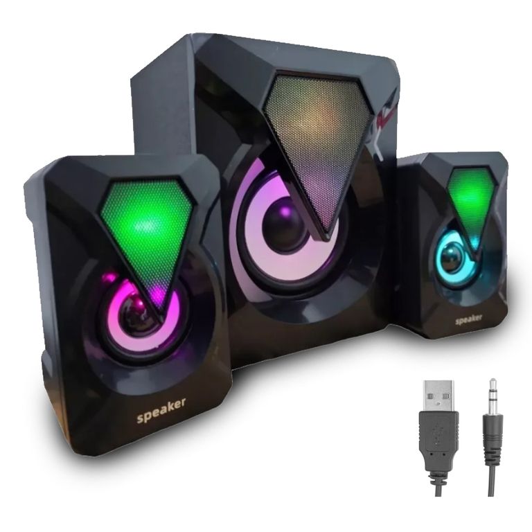 Parlante Multimedia Subwoofer 3 en 1 con Luces Rgb Para Pc Tv