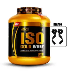 LEVEL PRO - Proteína Iso Gold Whey de 3kg Chocolate+Straps