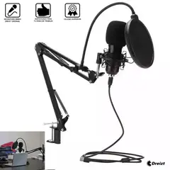 DREIZT - Microfono Condensador Brazo Soporte Bm800 Pc Estudio Antipop Black