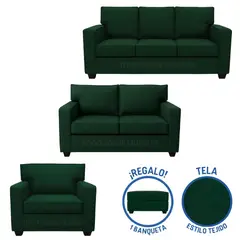 GENERICO - Juego De Sala Reims 3-2-1 Verde + Banqueta de Regalo