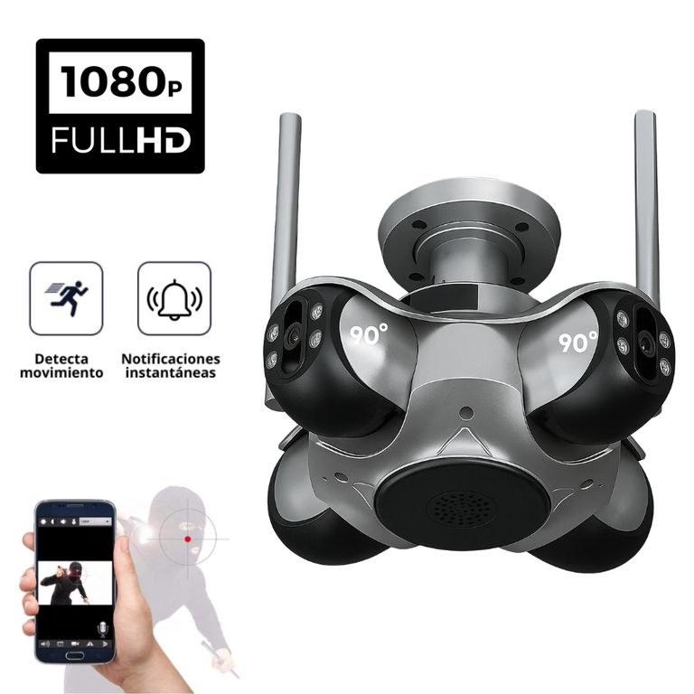 Cámara PTZ Profesional con 4 Lentes – Vigilancia Inteligente en Alta Definición