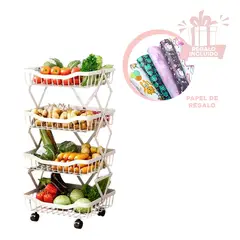 GENERICO - Verdulero para Cocina 4 Pisos Blanco Y+Papel de Regalo