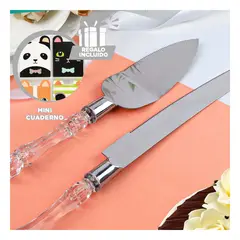 GENERICO - Pack12 Kit de Cuchillo para Bodas Plateado Y+Regalo Agendita