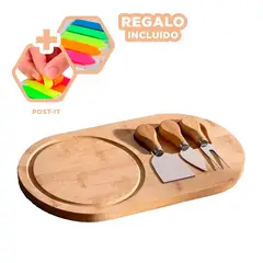 GENERICO - Tabla con Cuchillos para Queso Madera Y+Post-it Adhesivos