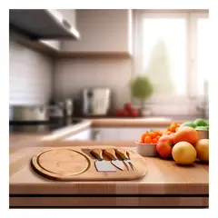 GENERICO - Pack4 Tabla de Servir Quesos Madera Y+Papel de Regalo