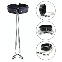 GENERICO - Collar Con Dos Alicates para El Pezón - NEGRO